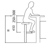 イス座面の高さ寸法