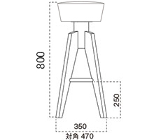 リリー木製カウンター1脚寸法