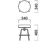 トラットリア丸ロースツール寸法